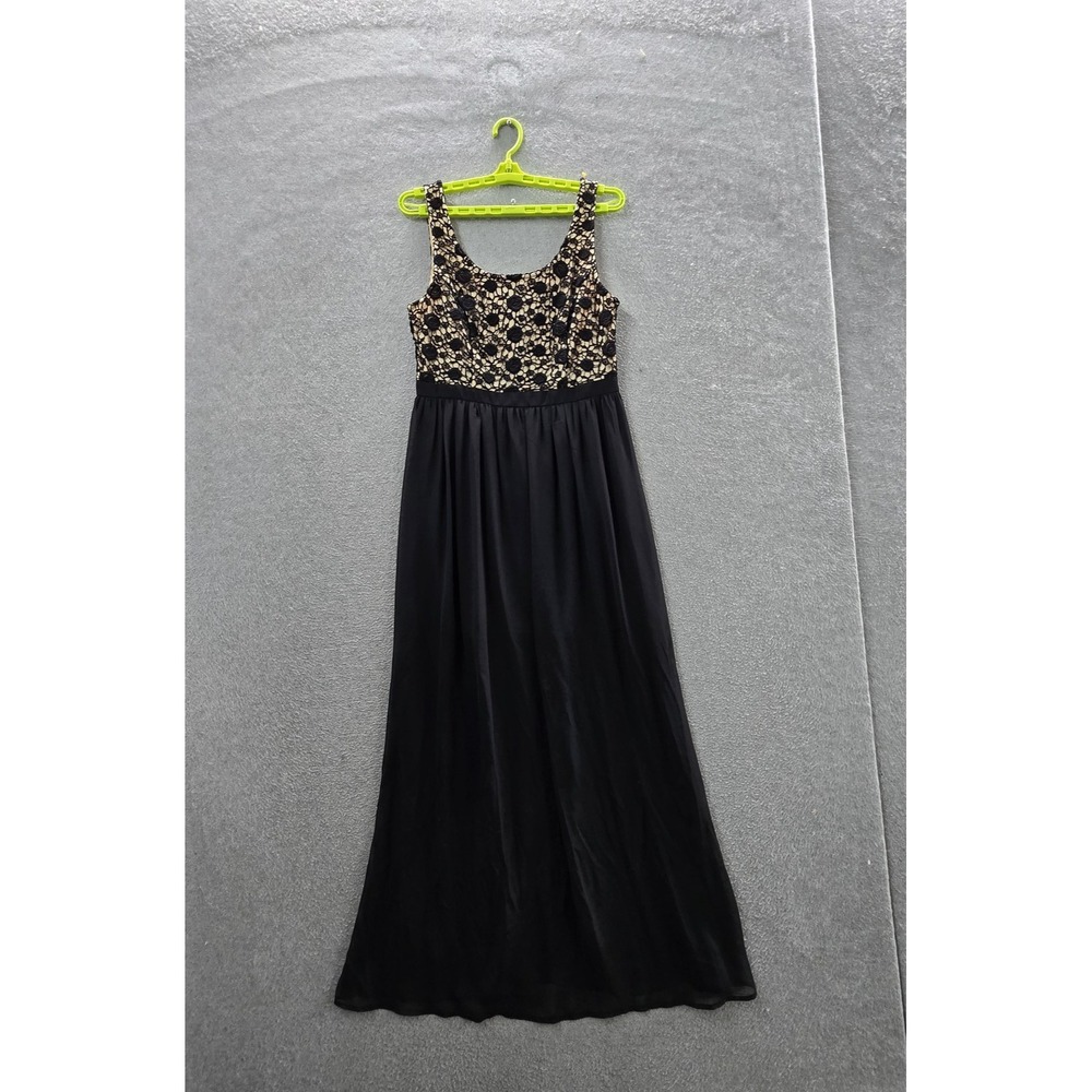 LC Lauren Conrad Women Dress 12 Black Floral Maxi Dress Romantic Lace Sleeveless